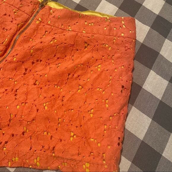 Forever 21 Exclusive High Waisted Orange Lace Shorts Women's Size Large Mom Rise - Picture 4 of 7